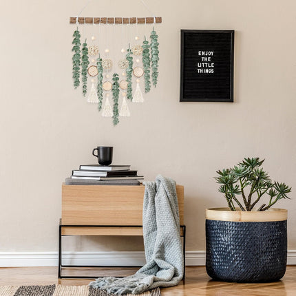 21" Eucalyptus Wall Decor – Artificial Greenery with Wooden Stick, Boho Style