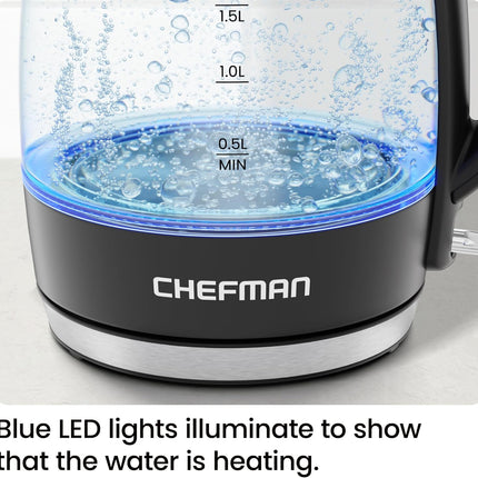 1.8L BPA Free Electric Kettle with Boil-Dry Protection and Glass Body