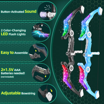 2-Pack Kids Bow & Arrow Set – Light-Up Archery Toy for Ages 3–12