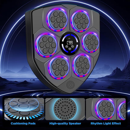 Music Boxing Machine Wall Mounted LED Trainer with Gloves for Home Gym Workout