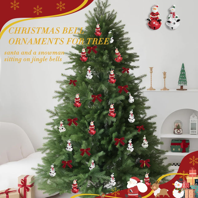 2-Pack Santa & Snowman Bell Ornaments – Resin Christmas Tree Decor