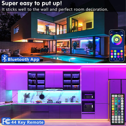 100 Feet Smart LED Light Strips RGB Color Changing with Remote Control