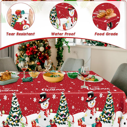 3-Pack Christmas Tablecloths – 54x108" Snowman Disposable Holiday Table Cover