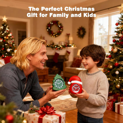 Christmas Alarm Clock Gift Set – 2 Silent Analog Clocks with Festive Gift Box