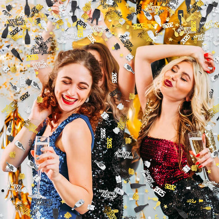 3000-Piece New Years Eve Confetti – Black, Gold & Silver Metallic Stars