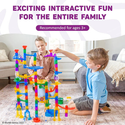 Kids Marble Run Building Set 130 Translucent Tracks STEM Maze Toy Ages 4-8