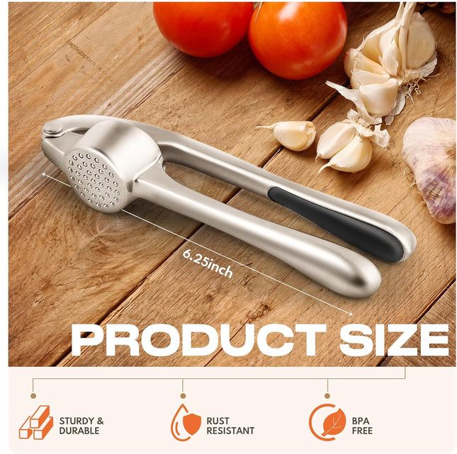 Kitchen Garlic Press Rust Proof Garlic Mincer Crusher Peeler Brush Matte