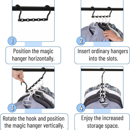 8 Pack Space Saving Hangers Magic Cascading Closet Organizer 360° Rotating
