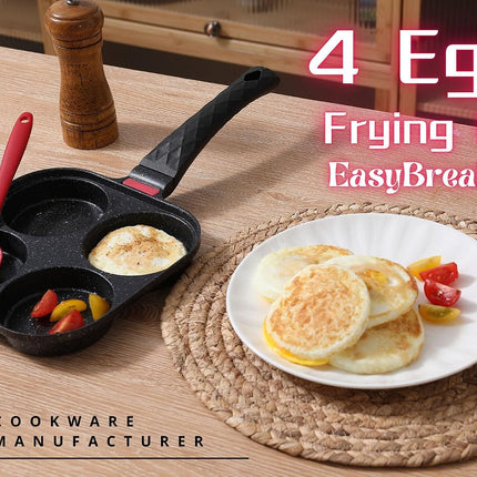 4-Cup Nonstick Egg Frying Pan, 4-Hole Omelette Skillet for Gas & Induction