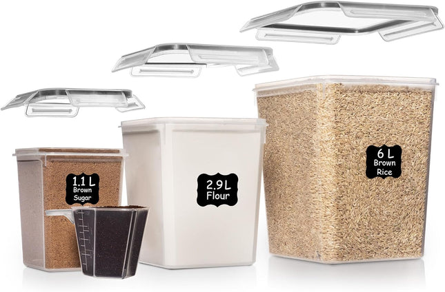Flour & Sugar Storage Containers Set – 3-Piece, Airtight, BPA-Free for Kitchen