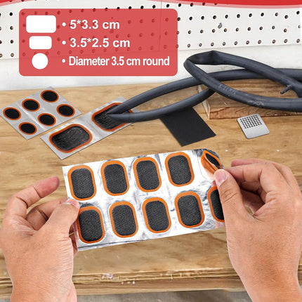 Bike Tire Repair Kit with 20 Patches, Tire Levers & Metal Rasp for MTB Road Bikes
