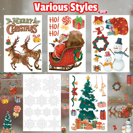 Christmas Snowflake Window Clings – Santa, Reindeer & Holiday Stickers