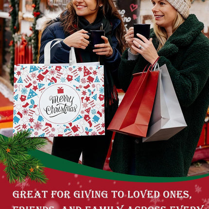 8PCS Christmas Tote Bags – Non-Woven Reusable Holiday Gift Bags