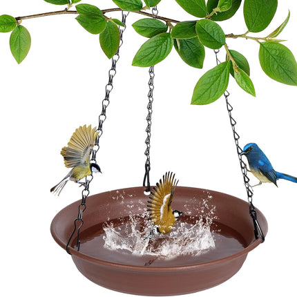 12" Hanging Bird Bath, Outdoor Bird Water Feeder Bowl, Plastic Garden Tray
