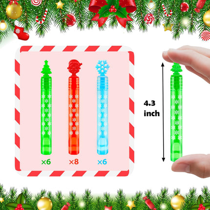 20PCS Christmas Bubble Wands – Toddler Party Favors, Non-Candy Stocking Fillers