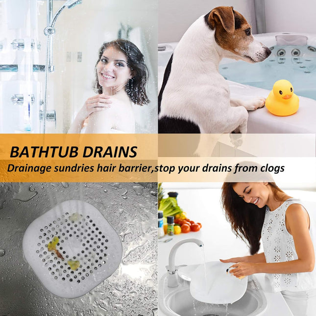 2 Pack Hair Drain Catcher Silicone Shower Drain Cover with Suction Cups Grey