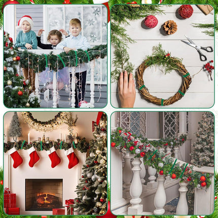 Christmas & Halloween Garland Ties – 164FT Green Twist Ties for Wreaths