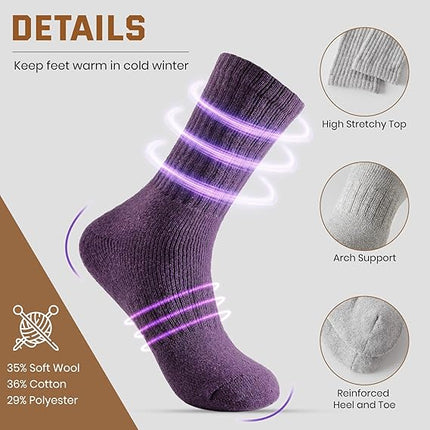 Merino Wool Hiking Socks for Men – 5 Pairs, Thick Thermal Winter Crew Socks