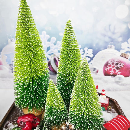 4PCS Mini Christmas Trees – Gradation Green Bottle Brush Tabletop Decor