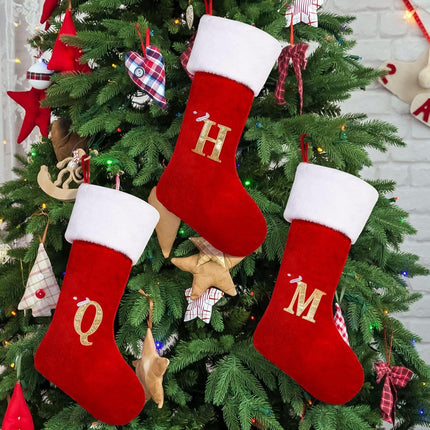 20 Inches Plush Christmas Stockings – Monogrammed Large Letter Stockings