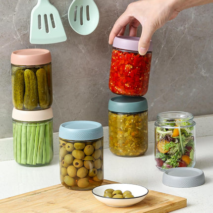 6 Glass Jars with Lids – 16oz, Airtight, Perfect for Oats, Yogurt & Snacks