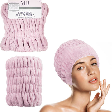 Extra Wide Spa Headwrap – Pink, Super Soft Microfiber Hair Band, 1pc