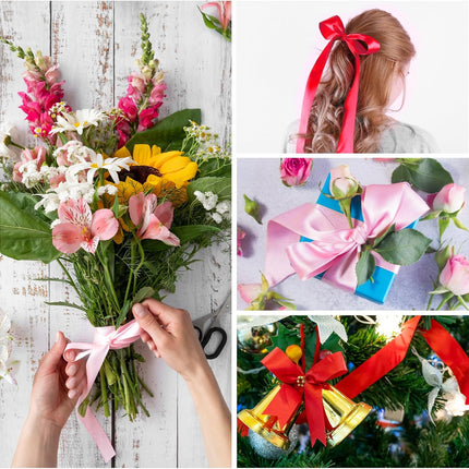 25 Yards Red Satin Ribbon 1.5 Inch Single Face Polyester Craft Gift Wrap