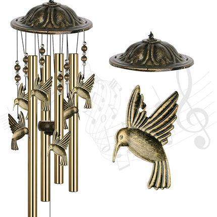 35in Hummingbird Wind Chimes, Beautiful Outdoor Gift for Women & Moms