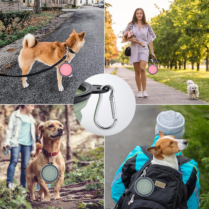 Collapsible Pet Feeder 2 Pack Foldable Dog Bowls with Lids Portable Cat Dish