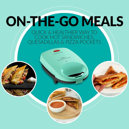 MyMini Personal Sandwich Maker Mint Green Nonstick Panini Press Pizza Pockets Quesadillas