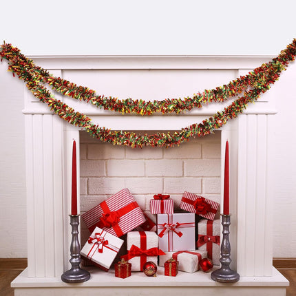 6pcs Glitter Christmas Garland 39.4ft – Indoor & Outdoor Decoration