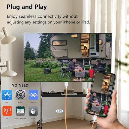 Lightning to HDMI Cable – 1080P HD AV Adapter for iPhone to TV/Projector