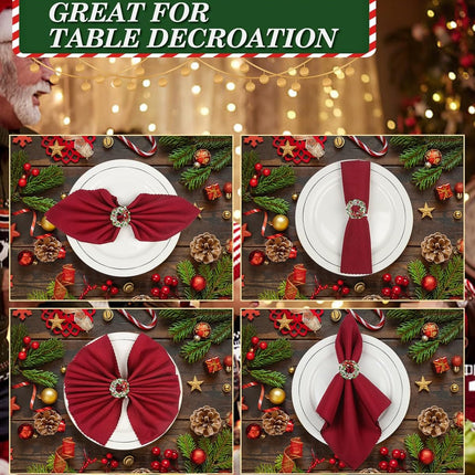 12-Piece Silver Napkin Rings Set, Perfect for Christmas and Holiday Meals