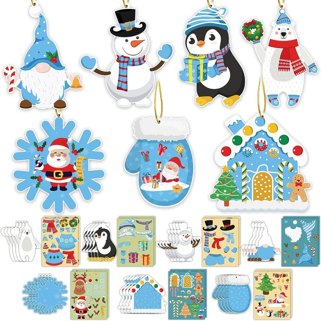 28 PCS Christmas Crafts Ornament Kit – DIY Cutouts & Stickers for Kids