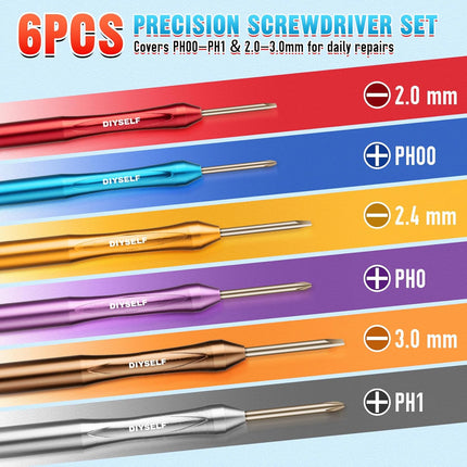6Pcs Magnetic Mini Screwdriver Set for Watch Phone Eyeglass Repair Kit
