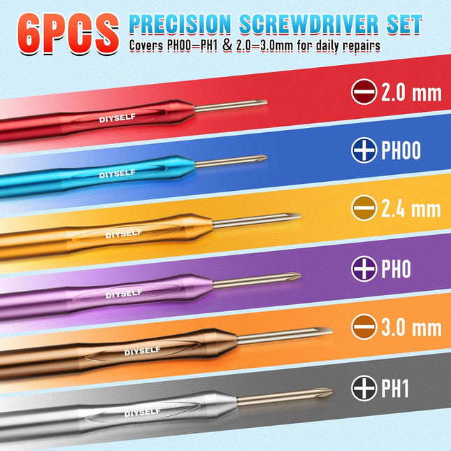 6Pcs Magnetic Mini Screwdriver Set for Watch Phone Eyeglass Repair Kit