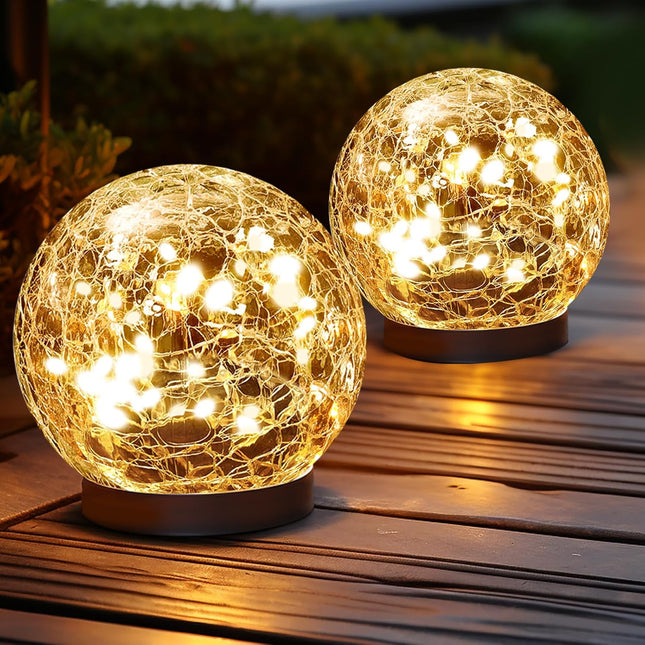 Solar Globe Lights Outdoor – Waterproof Cracked Glass Solar Balls for Garden & Yard