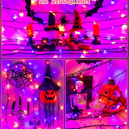 39FT 120LED Halloween String Lights, Orange Purple, Timer, IP65 Waterproof Outdoor