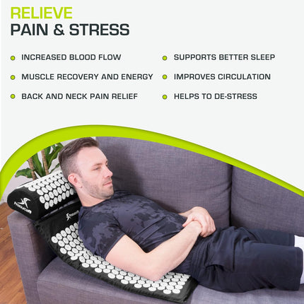Acupressure Mat & Pillow Set for Back Pain Relief and Muscle Relaxation