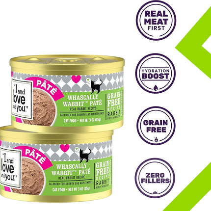 Rabbit Recipe Wet Cat Food – Whascally Wabbit, Filler & Grain Free, 4x3oz