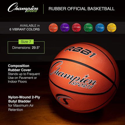 Rubber Basketball Durable Indoor Outdoor Training Game Ball Multiple Sizes