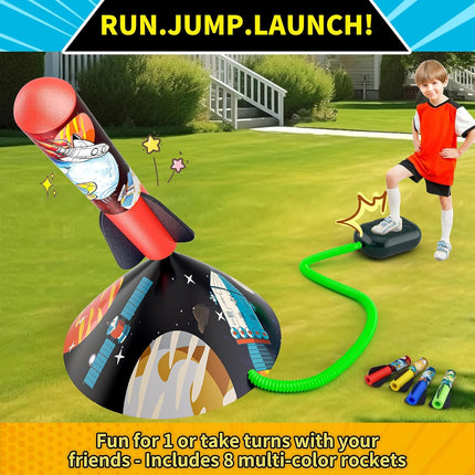 Rocket Launcher for Kids – Outdoor Fun with 8 Foam Rockets, Age 3+