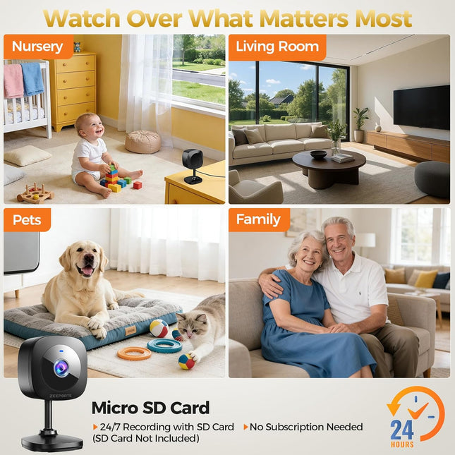 2K Indoor Camera Motion Detection Two Way Audio Night Vision Alexa Home