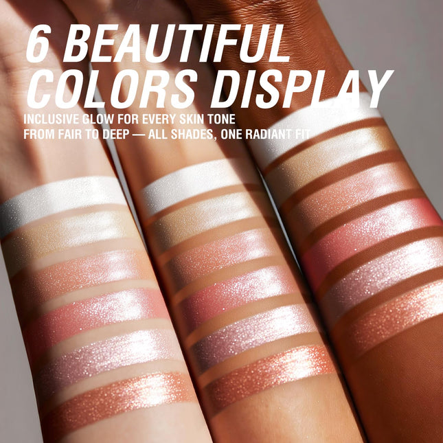 6-Color Cream Highlighter Stick Set, Blendable Luminous Glow Makeup Kit for Face