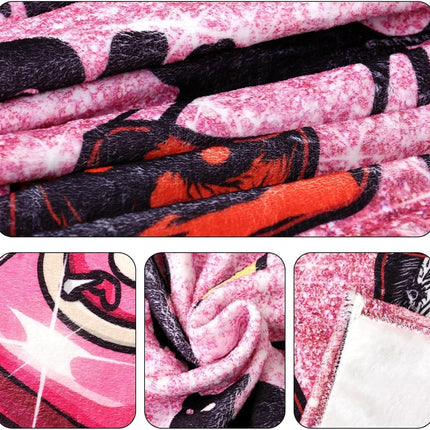 Pink Halloween Ghost Flannel Throw Blanket 60x60in, Soft Plush Couch & Bed Decor