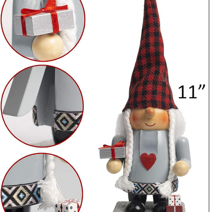 2 Set Handmade Wooden Nutcracker & Plush Gnome – Scandinavian Christmas Decor