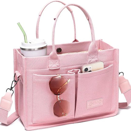 Women’s Canvas Tote Bag with Crossbody Strap Large Work Handbag