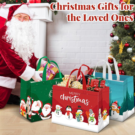 8-Piece Christmas Gift Bags Set – Reusable Holiday Treat Bags with Handles for Gifting