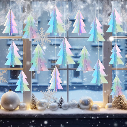 3PCS Iridescent Christmas Garland – 30ft 3D Paper Streamers for Holidays