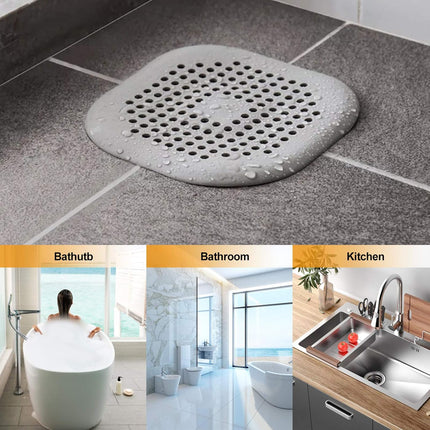 2 Pack Hair Drain Catcher Silicone Shower Drain Cover with Suction Cups Grey